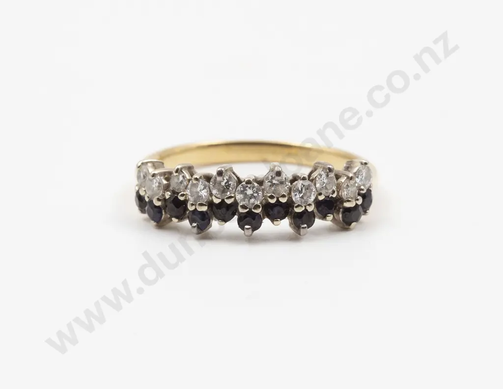 18ct 22stone Sapphire and Diamond Fancy Band Ring Image 1++