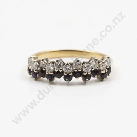 18ct 22stone Sapphire and Diamond Fancy Band Ring