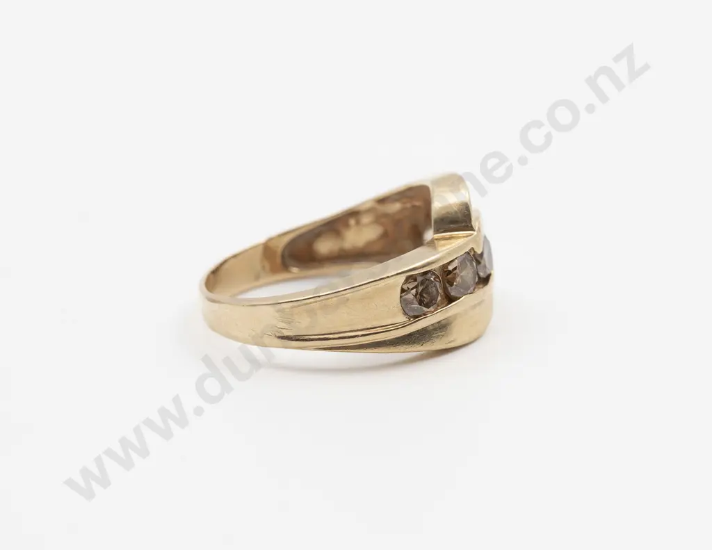 14ct Five Stone Fancy Light Brown Diamond Band Ring Image 1++