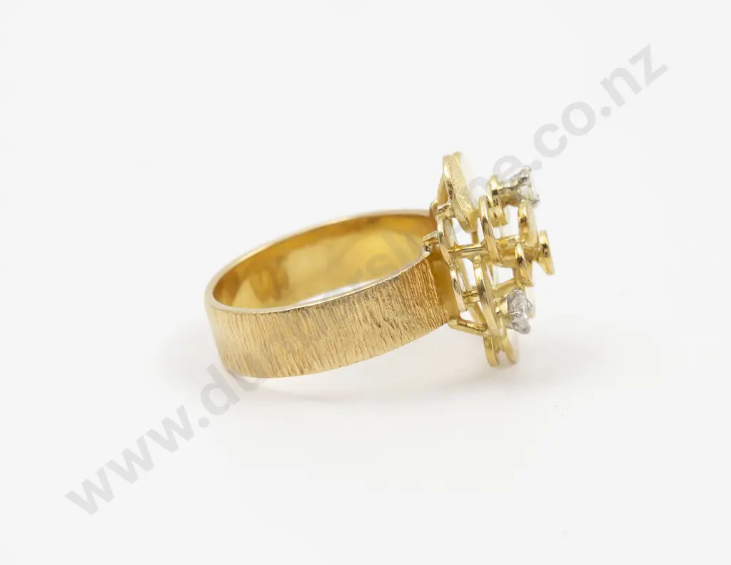 18ct & Platinum Two Stone Diamond Modern Cluster Ring Image 1++