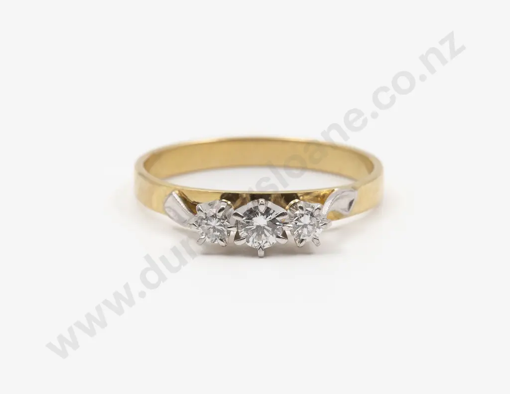 18ct Three Stone Diamond Bridge Ring Image 1++