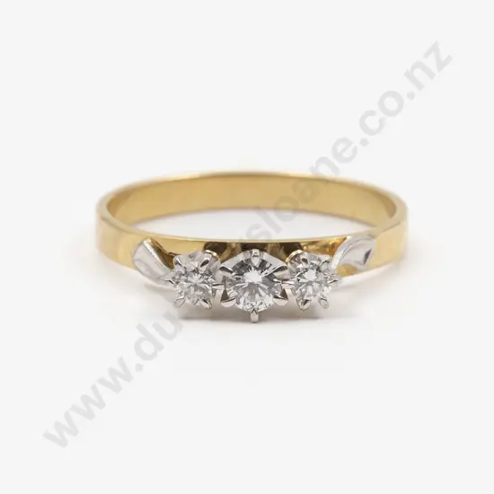 18ct Three Stone Diamond Bridge Ring