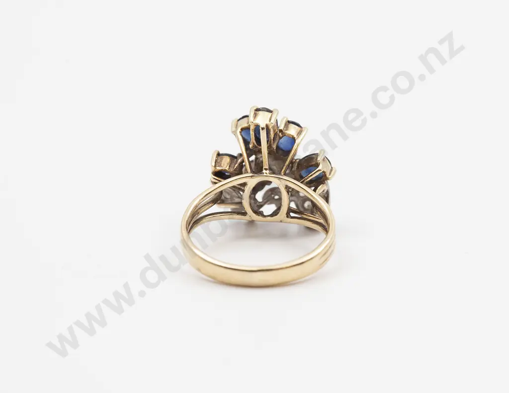 14ct 13stone Sapphire and Diamond Dress Ring Image 1++