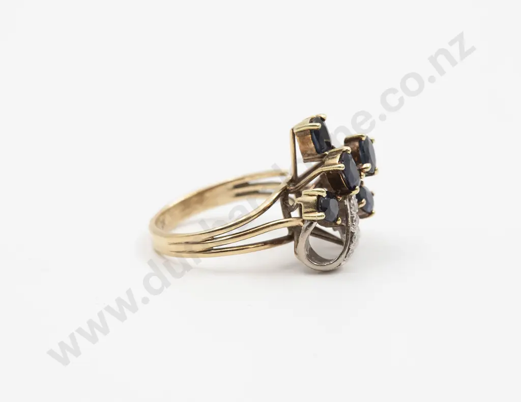 14ct 13stone Sapphire and Diamond Dress Ring Image 1++