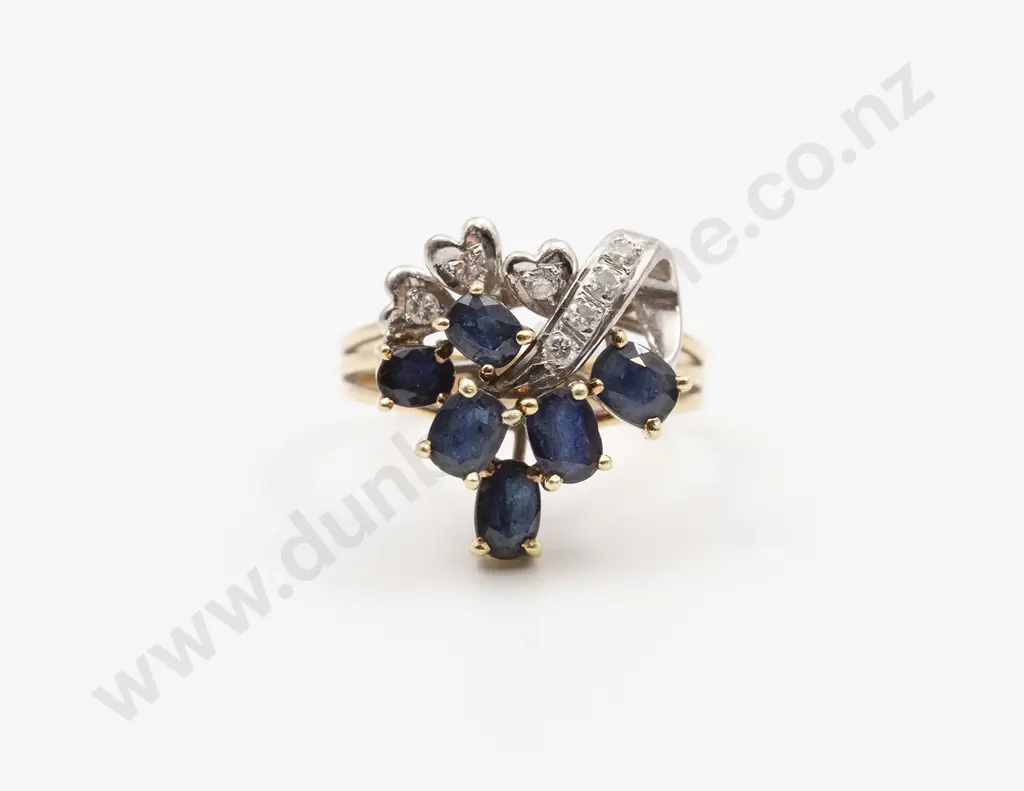 14ct 13stone Sapphire and Diamond Dress Ring Image 1++