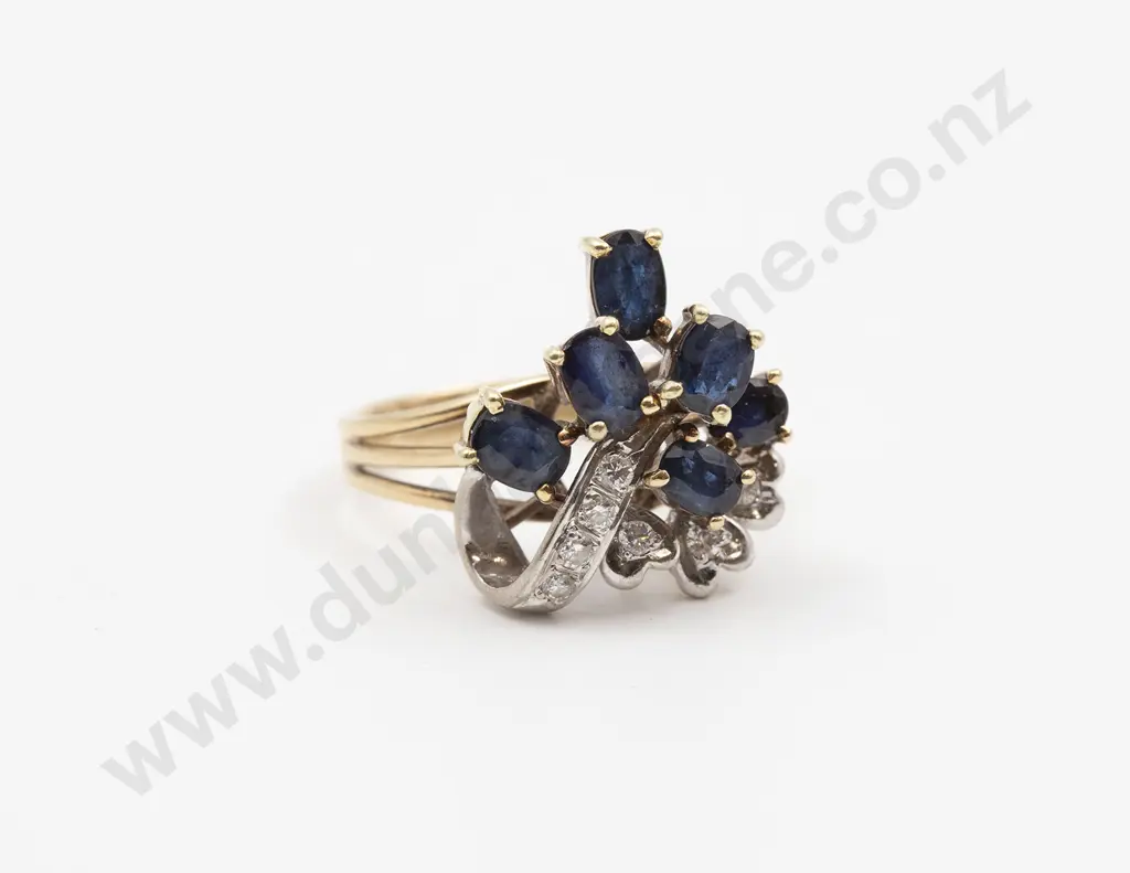 14ct 13stone Sapphire and Diamond Dress Ring Image 1++