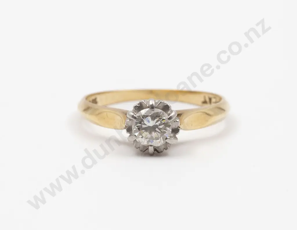 18ct & Platinum Solitaire Diamond Ring Image 1++