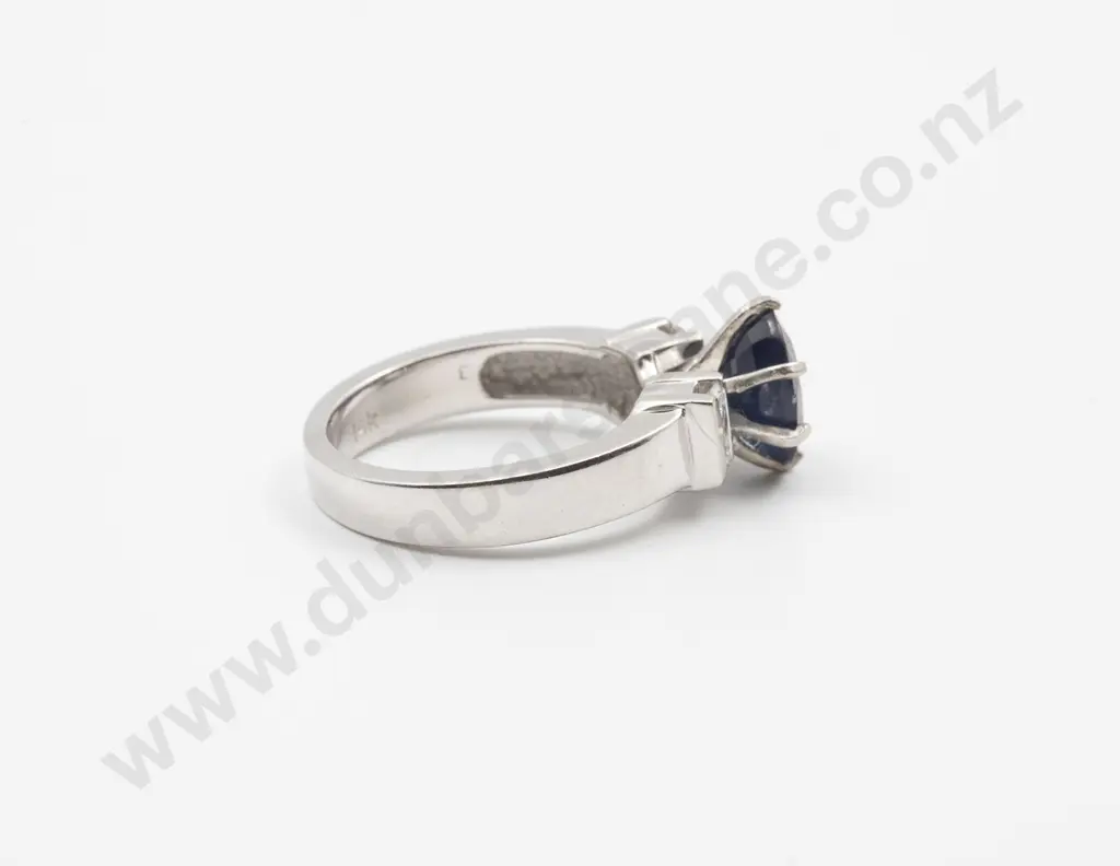 14ct White Gold Five Stone Sapphire and Diamond Bridge Ring Image 1++