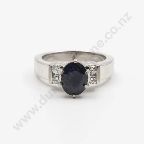 14ct White Gold Five Stone Sapphire and Diamond Bridge Ring