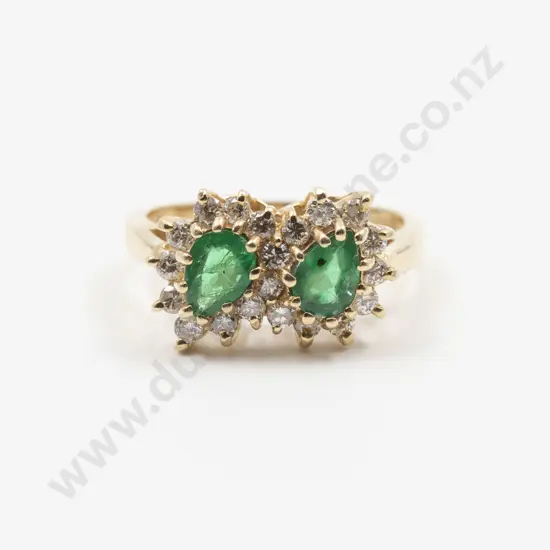 14ct 21stone Emerald and Diamond Cluster Ring
