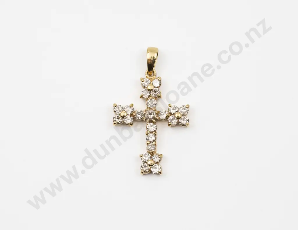 18ct Fancy 23stone Light Brown Diamond Cross Pendant Image 1++
