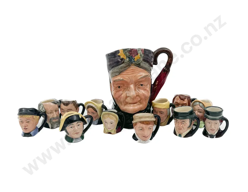 Medium Character Jug Together with Twelve RD Tiny Character Jugs Image 1++
