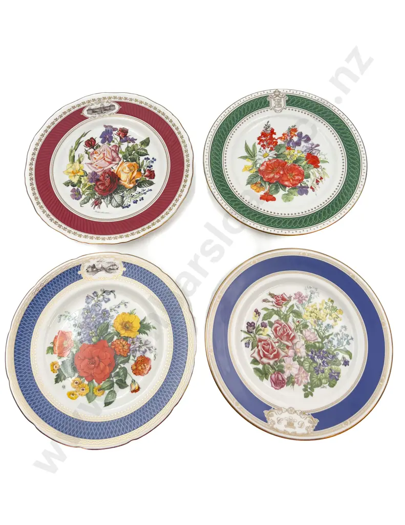 Four Assorted Floral Decorated Commemorative Plates Image 1++