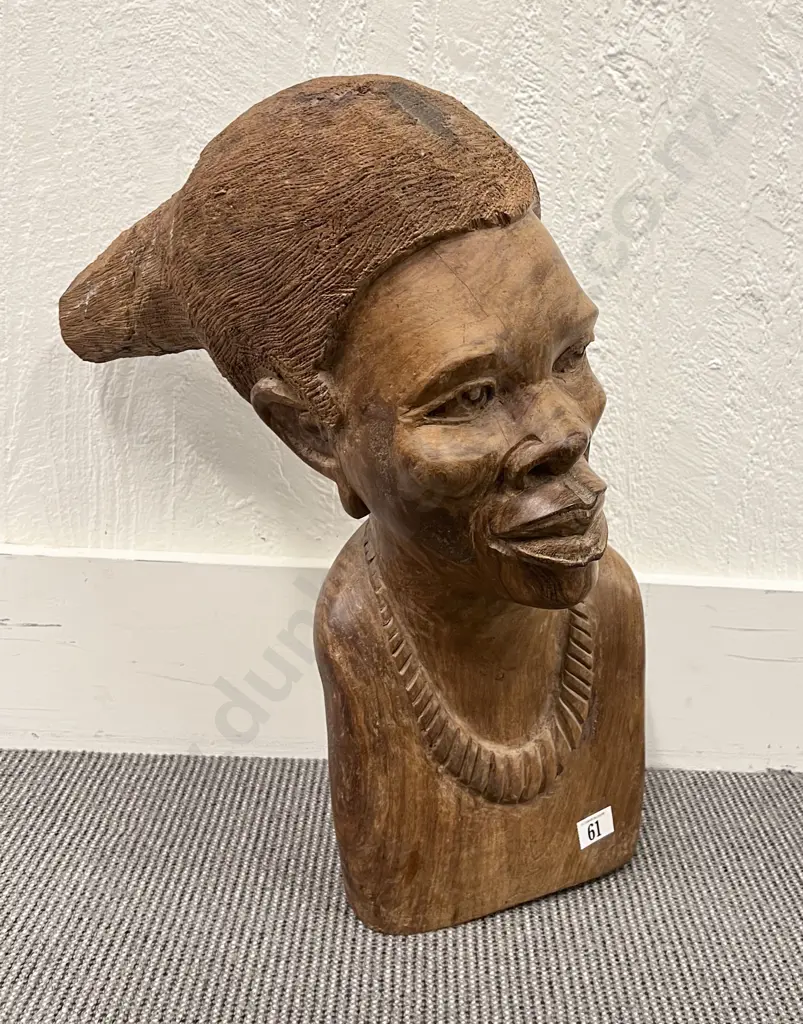 Large Carved Wooden Bust Image 1++