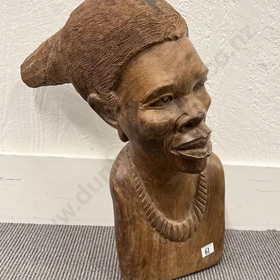Large Carved Wooden Bust