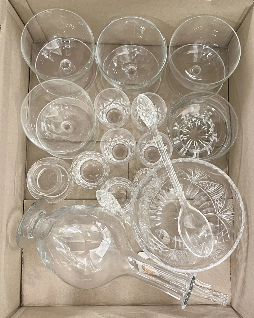 Box of Assorted Crystal and Glass Image 1++