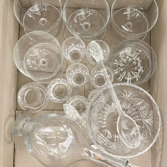 Box of Assorted Crystal and Glass