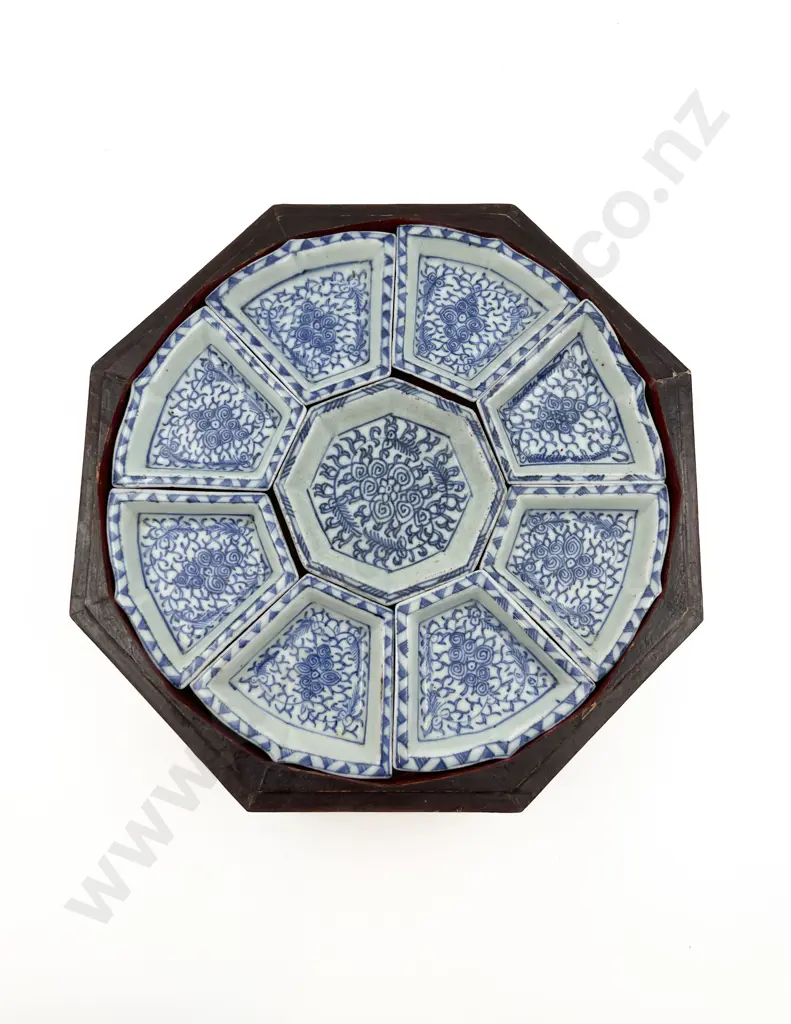 Vintage Chinese Blue and White Food Tray (Nine Sections) in Box Image 1++