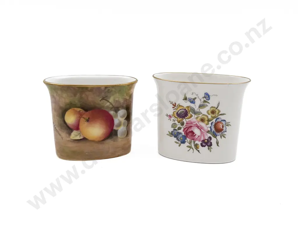 Royal Worcester Hand Painted With Fruit Toothpick Vase and Other (2) Image 1++