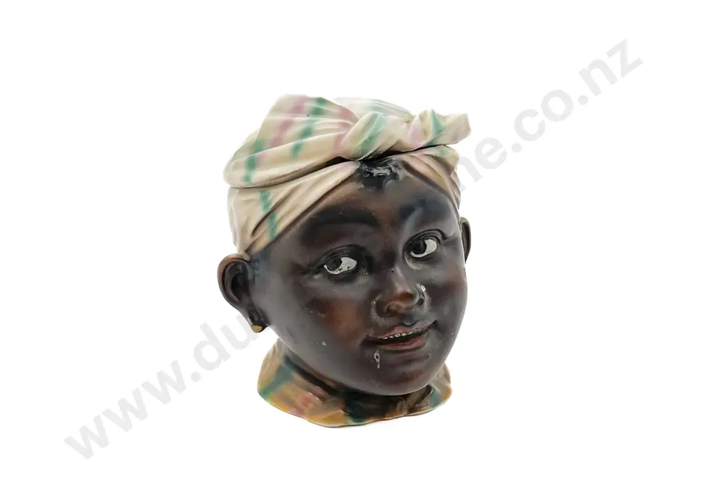 Antique Porcelain Black Girl Tobacco Jar Image 1++