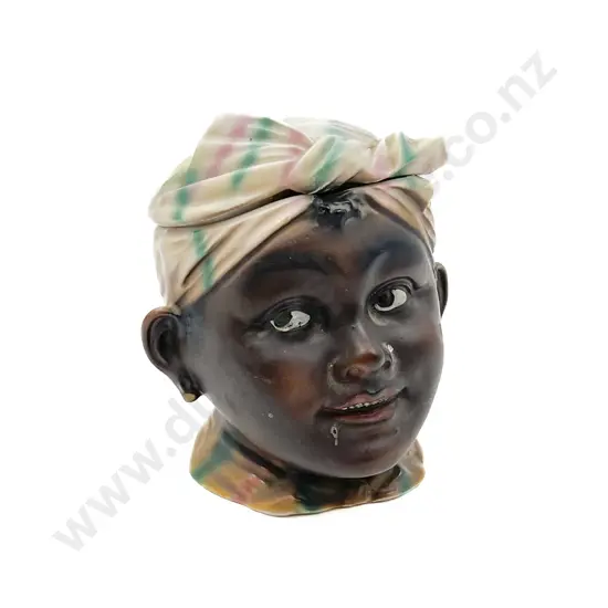 Antique Porcelain Black Girl Tobacco Jar