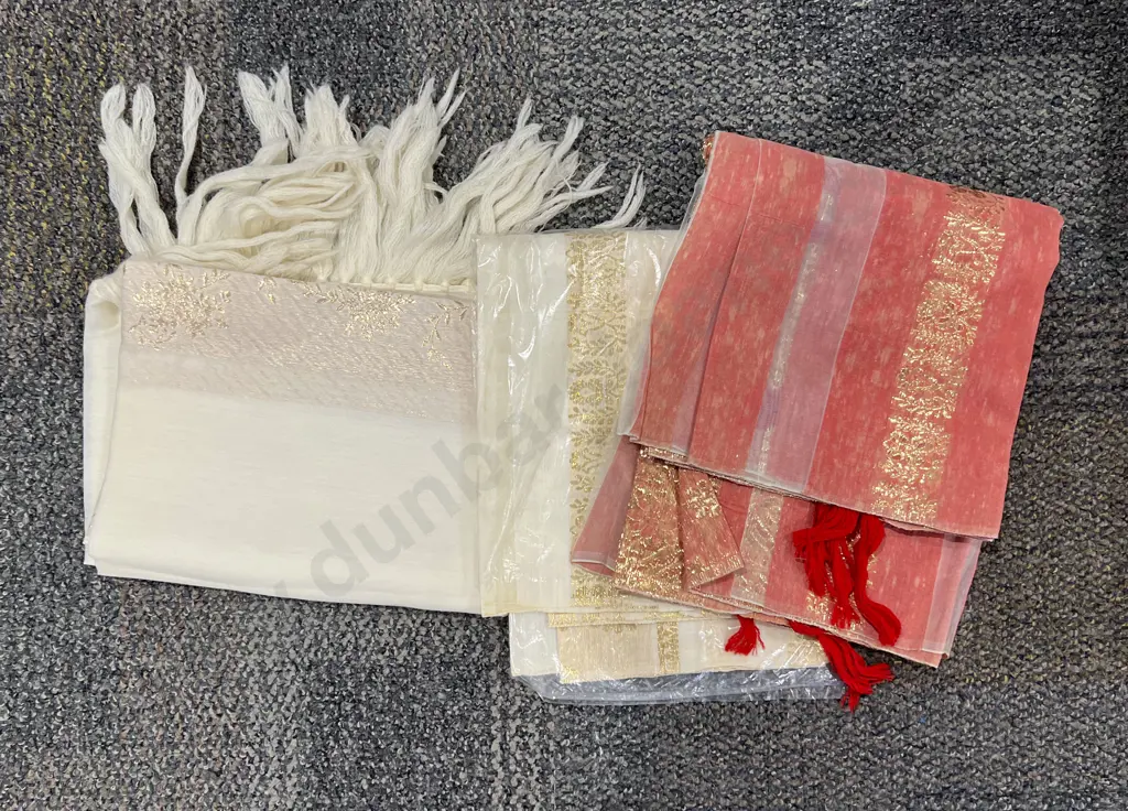 Ratan Raipur Three Vintage Gold Thread Scarves Image 1++