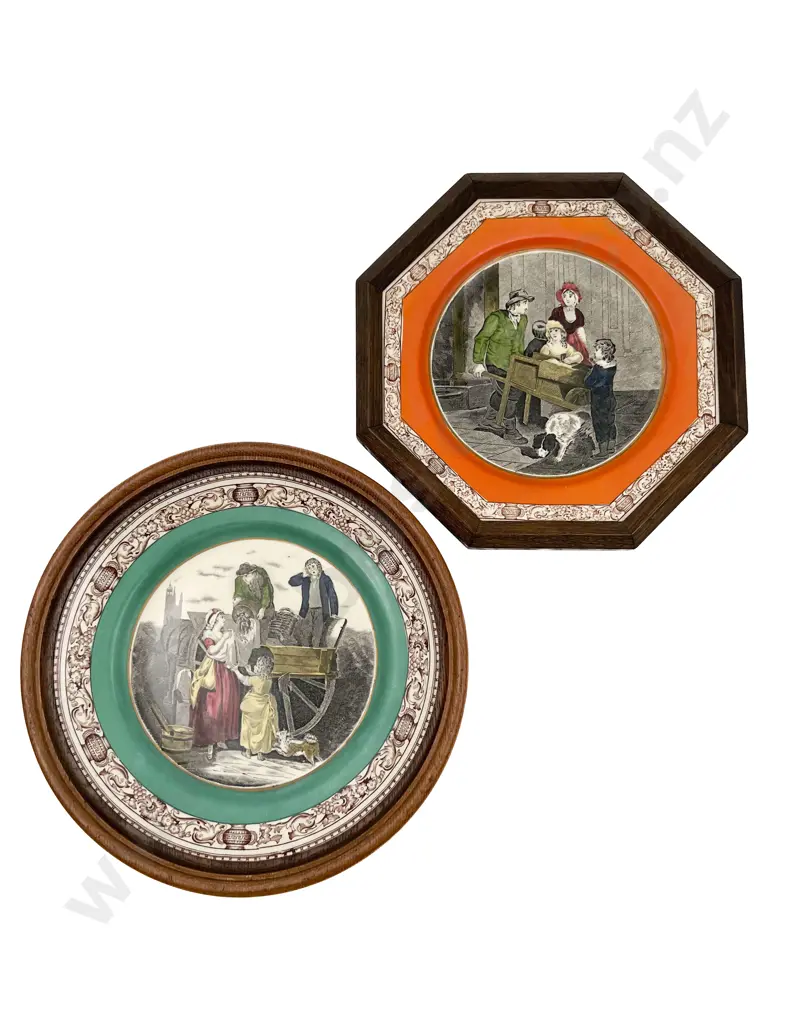 Pair of Wooden Framed Decorative Plates Image 1++