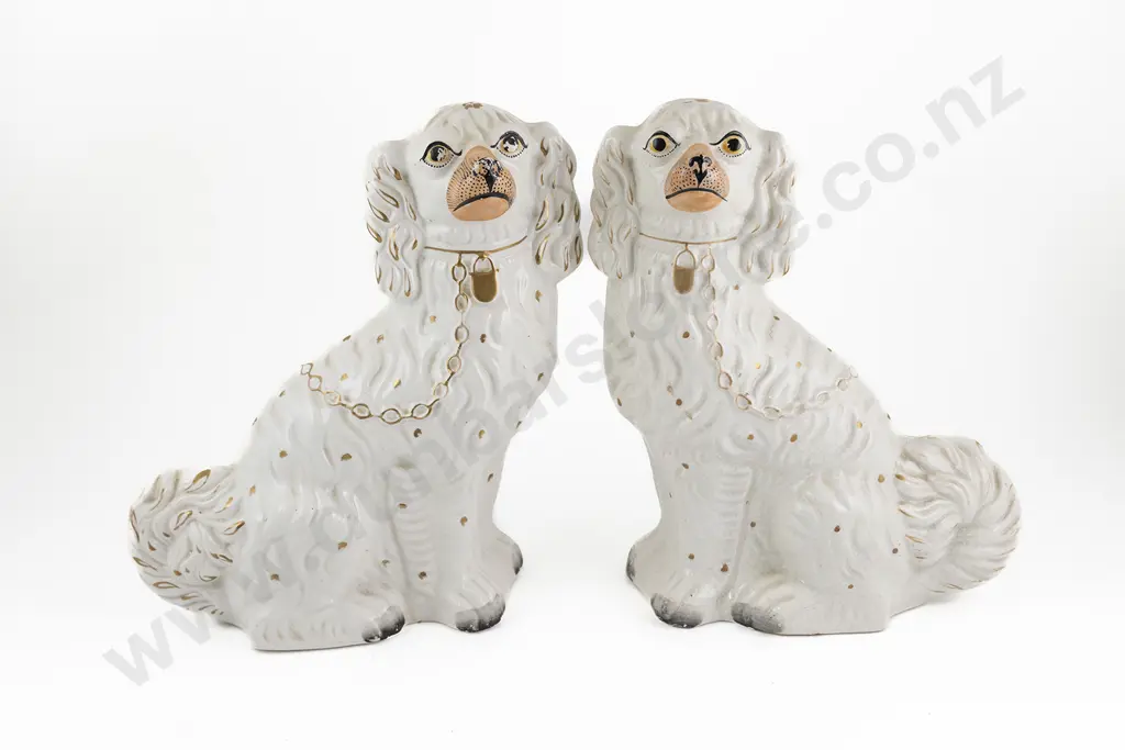 Near Matched Pair Victorian Staffordshire Mantel Dogs Image 1++