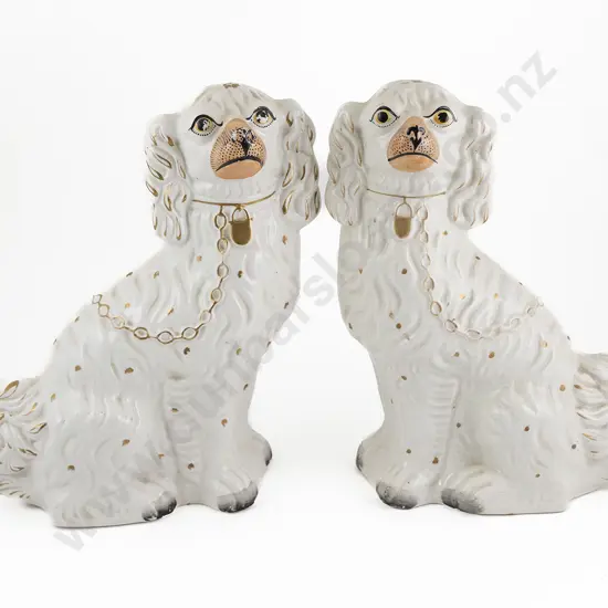 Near Matched Pair Victorian Staffordshire Mantel Dogs