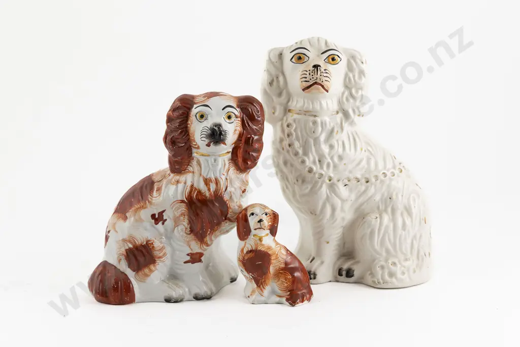 Three Victorian Staffordshire Mantel Dogs Image 1++