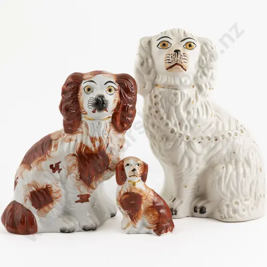 Three Victorian Staffordshire Mantel Dogs