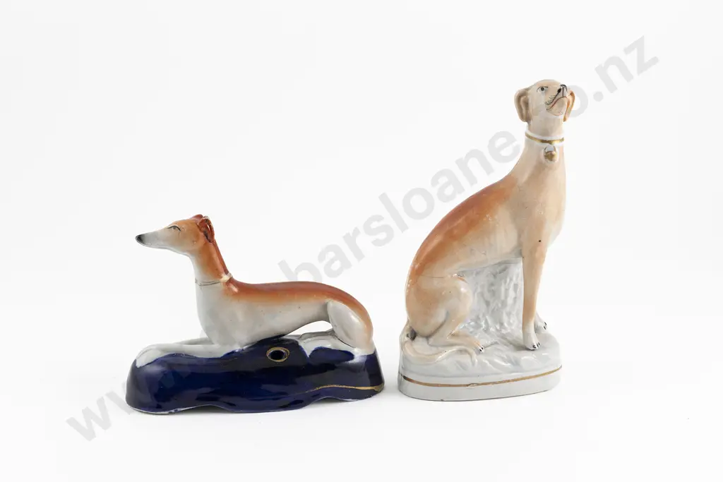 Two Victorian Staffordshire Whippet Models Image 1++