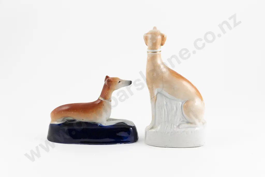 Two Victorian Staffordshire Whippet Models Image 1++