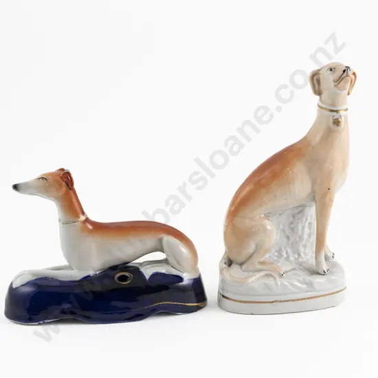 Two Victorian Staffordshire Whippet Models