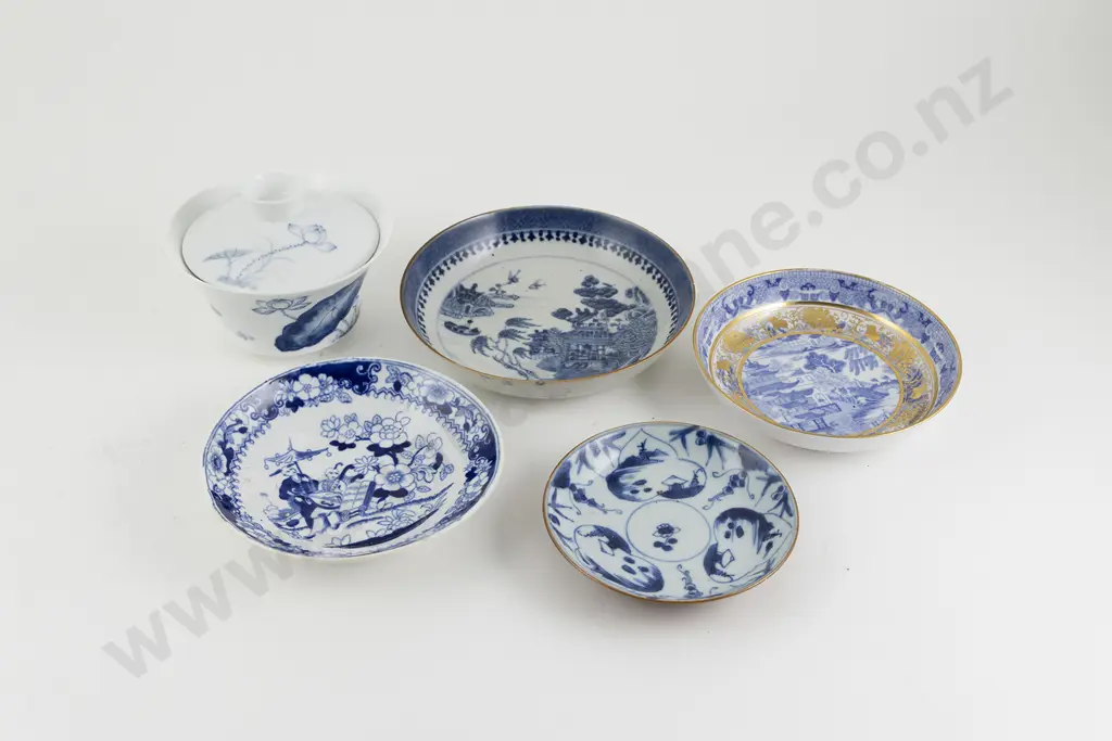Four C19th Various B&W Saucers Image 1++