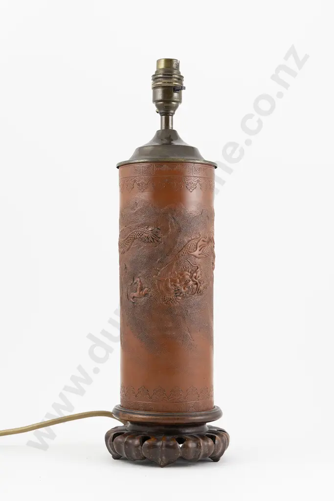 Antique Chinese Terracotta Brush Pot Lamp Image 1++