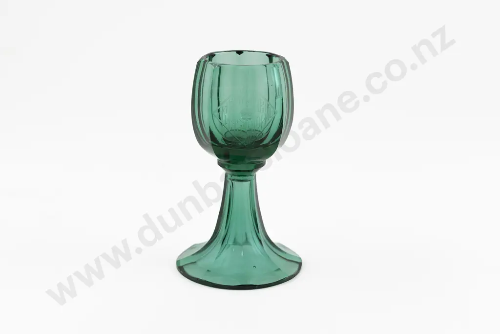 Possible Russian Imperial Green Glass Rummer Shaped WIne Glass Image 1++