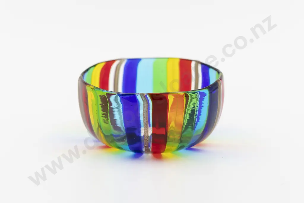 Murano Vetro Artistico Art Glass Candy Stripe Dish Image 1++