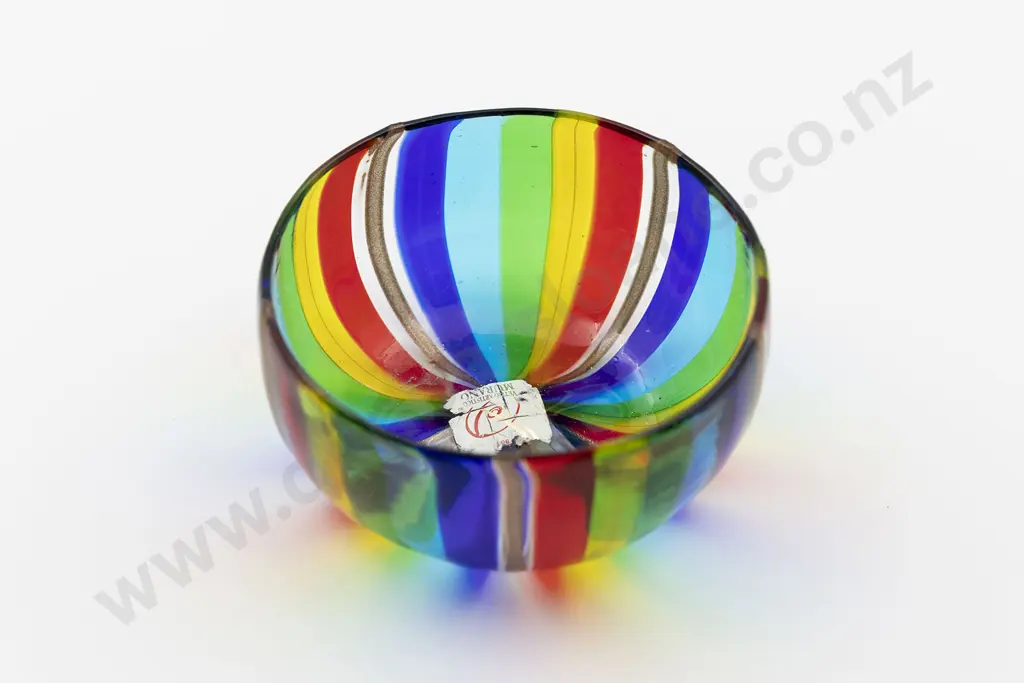Murano Vetro Artistico Art Glass Candy Stripe Dish Image 1++