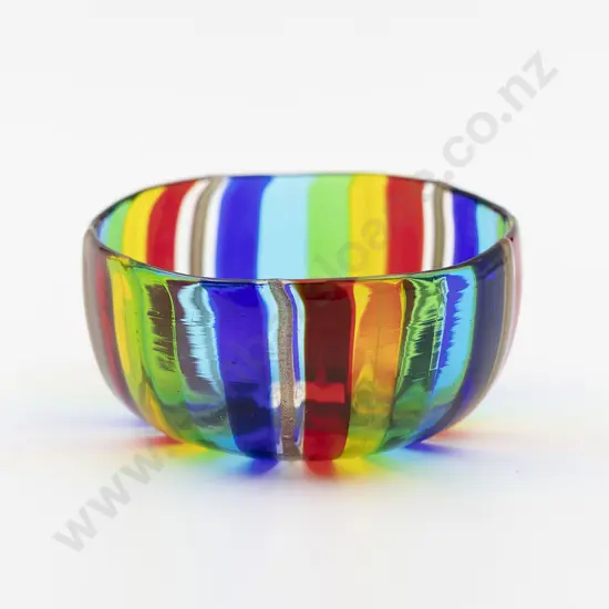 Murano Vetro Artistico Art Glass Candy Stripe Dish