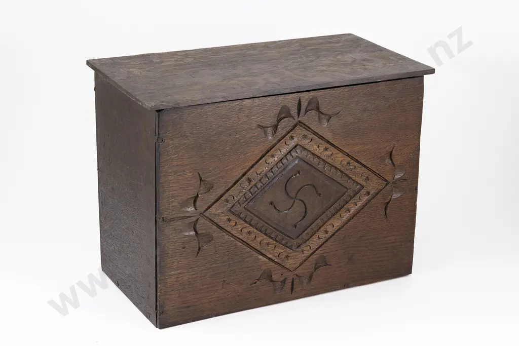 Antique Oak Deeds Box Image 1++
