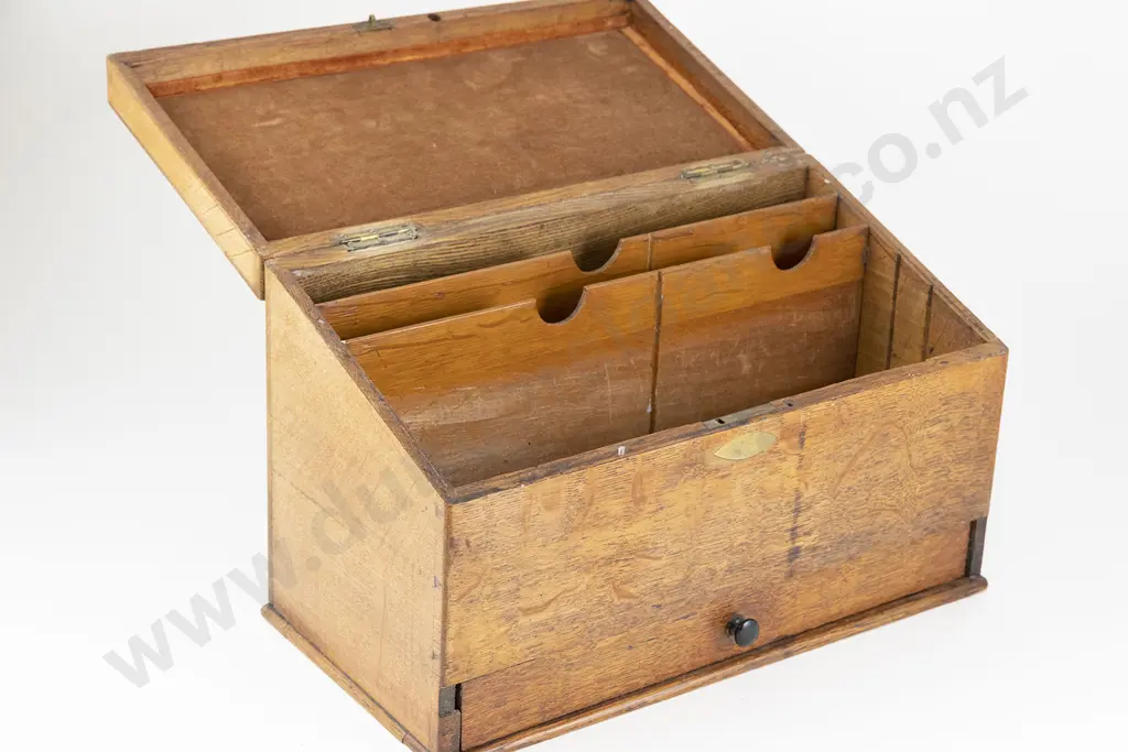 Victorian Oak Stationery Box Image 1++