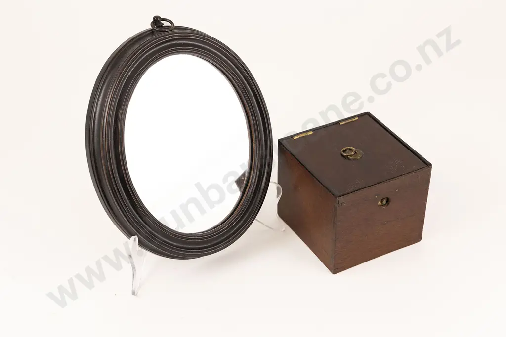 Victorian Oval Ebonized Vanity Mirror Image 1++