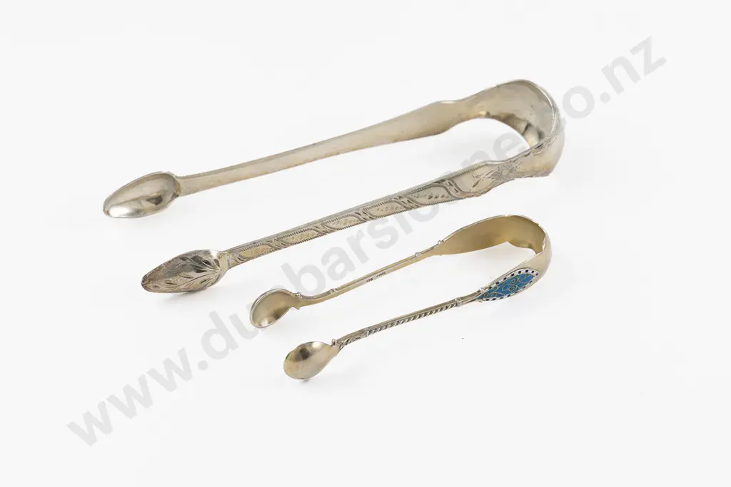 Pair Georgian Scottish S/S Sugar Tongs Image 1++