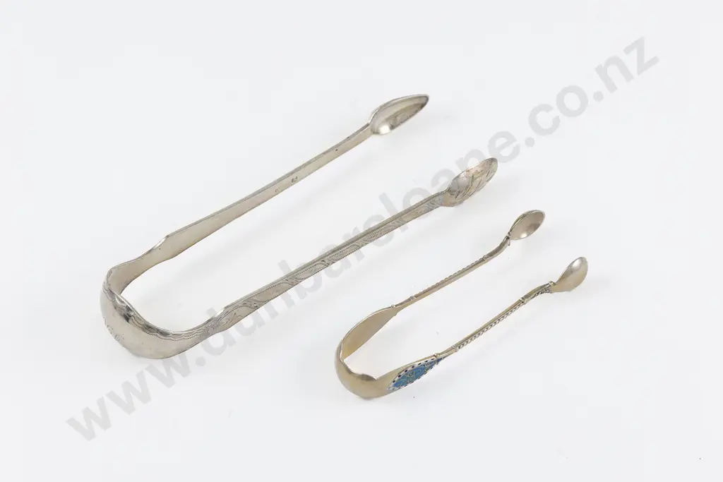 Pair Georgian Scottish S/S Sugar Tongs Image 1++