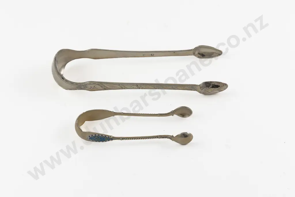 Pair Georgian Scottish S/S Sugar Tongs Image 1++