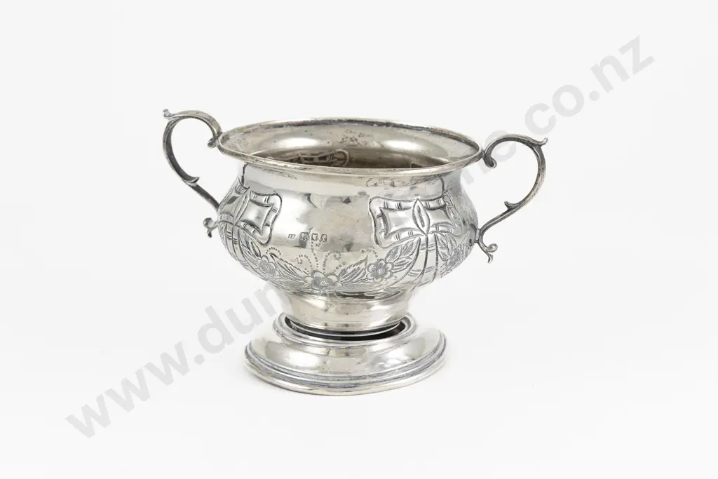 Geo V S/S Footed Two Handled Sugar Bowl Image 1++
