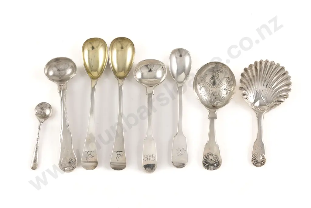 Two S/S Caddy Spoons & Five Various Salt & Mustard Spoons Image 1++