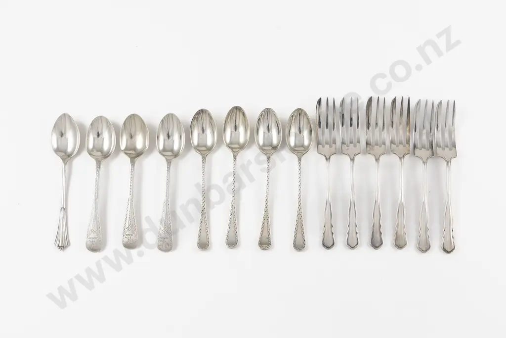 Set Of Six S/S Cake Forks & Eight various Coffee Spoons Image 1++