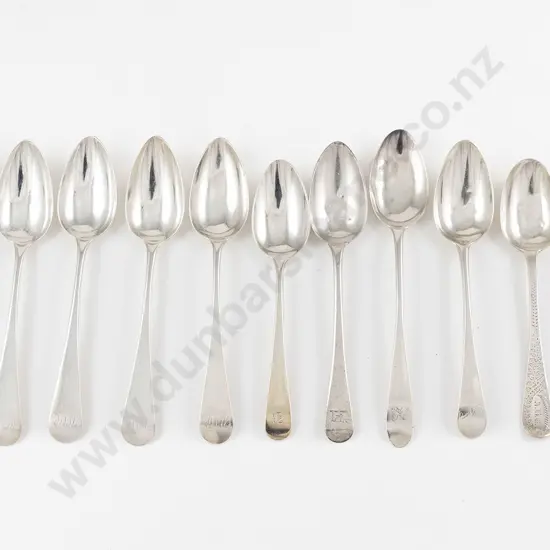Eleven Various Georgian & Victorian S/S Old English Dessert Spoons